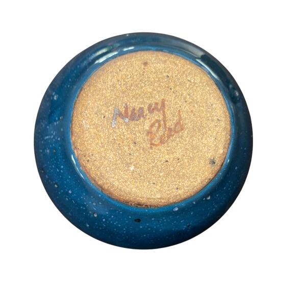 Studio Artisan Pottery Vase Signed Nancy Read Blue Gray Handmade Handpainted - Picture 5 of 8